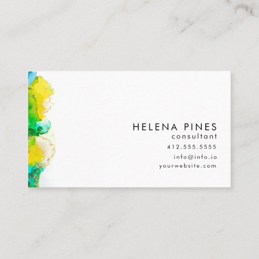 緑鮮やか黄の宝石モダン抽象芸術インク 名刺 (裏面)