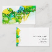 緑鮮やか黄の宝石モダン抽象芸術インク 名刺 (正面/裏面)