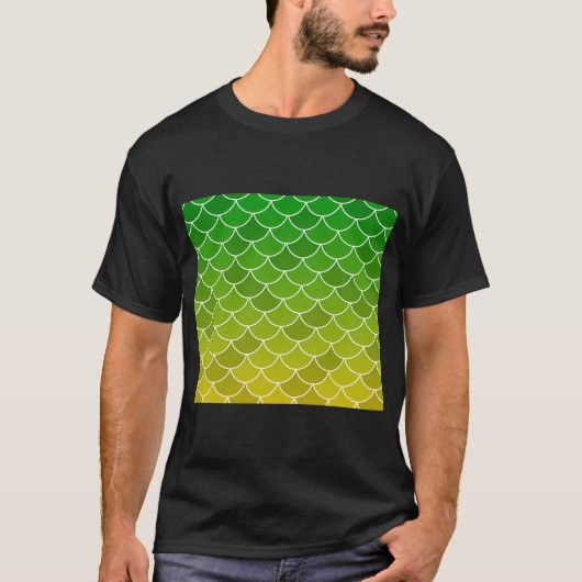 緑黄色の魚の鱗 Tシャツ (正面)