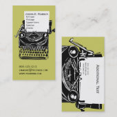 緑黒いヴィンテージのタイプライターの作家の卒業生 名刺 (正面/裏面)