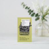 緑黒いヴィンテージのタイプライターの作家の卒業生 名刺 (スタンド正面)
