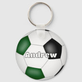 緑黒のサッカーカスタム名 キーホルダー (正面)