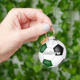 緑黒のサッカーカスタム名 キーホルダー