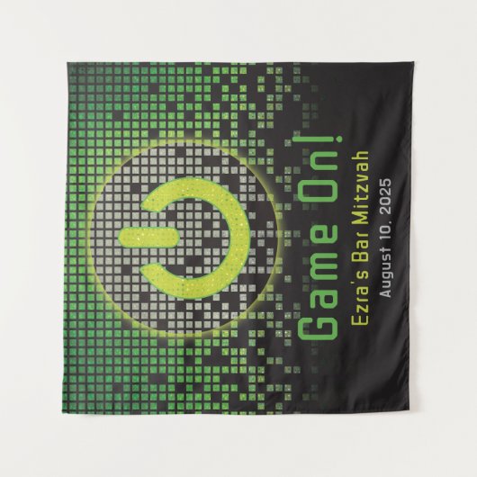 緑黒のビデオゲームプレーヤーの成人式 タペストリー (正面)