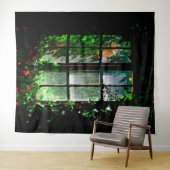 緑黒の庭の窓 タペストリー (インサイチュ(横))