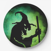 緑黒の魔女 ハロウィン ペーパープレート (正面)