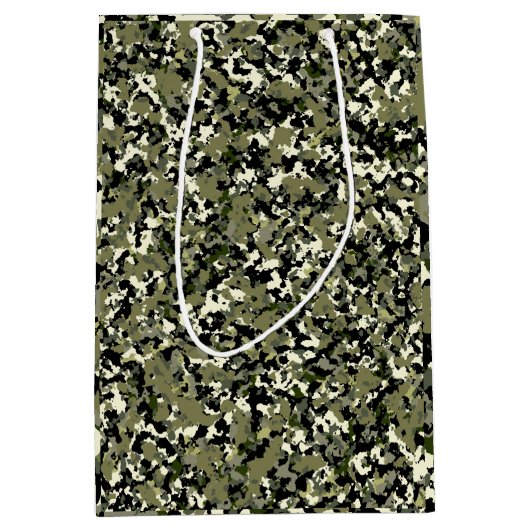 緑黒クリーム迷彩パターン党 ミディアムペーパーバッグ (正面)