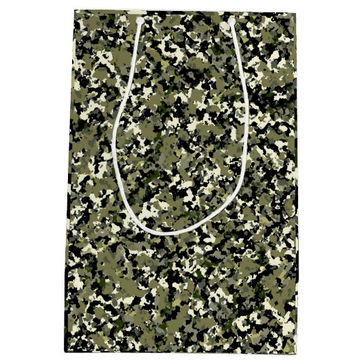 緑黒クリーム迷彩パターン党 ミディアムペーパーバッグ (裏面)