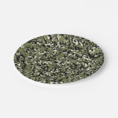 緑黒クリーム迷彩柄プリント ペーパープレート (アングル)