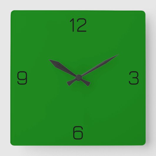 緑008000色 – 名前を追加するオプション付き スクエア壁時計 (正面)