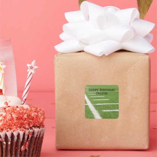 緑10代の野戦場線サッカースポーツ スクエアシール (パーティー)