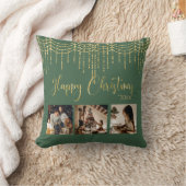 緑3フォトコラージュ素朴ガーランドライト クッション (ブランケット)