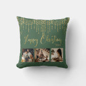 緑3フォトコラージュ素朴ガーランドライト クッション (正面)