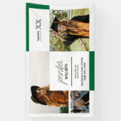 緑3枚の写真卒業バナー 横断幕 (縦)