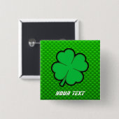 緑4の葉のクローバー 缶バッジ (正面&裏面)