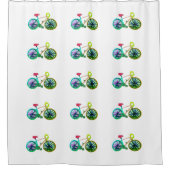 緑4Leeを循環させる自転車 シャワーカーテン (正面)