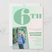 緑6歳の誕生日招待状カラフル写真 招待状 (正面)