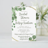 緑、アイボリー、および金ゴールドフレームブライダルシャワー 招待状 (スタンド正面)