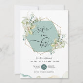 緑、エレガント緑、水の色結婚 セーブザデート (正面)
