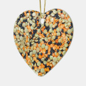 緑、オレンジおよび黒いレンズ豆 セラミックオーナメント (左)