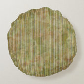 緑&オレンジ水彩紫陽花&ストライプ ラウンドクッション (裏面)