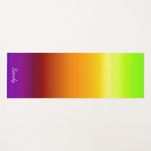 緑、オレンジ、紫のサンセットスカイあなたの名前を追加 ヨガマット (正面(横))