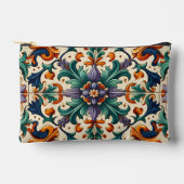 緑 オレンジ 紫 ポルトガル アズレホ タイル アート アクセサリーポーチ (正面)