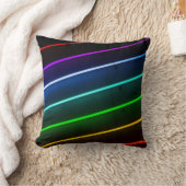緑、オレンジ、赤、青、紫のストライプの明かり クッション (ブランケット)