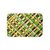 緑、オレンジ、黄色の対角線の格子状のモダン格子模様 バスマット (正面)