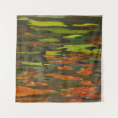 緑、オレンジ、黒の抽象芸術絵画の タペストリー (正面(横))
