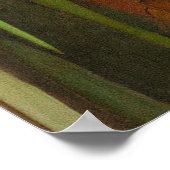 緑、オレンジ、黒の抽象芸術絵画 ポスター (角)