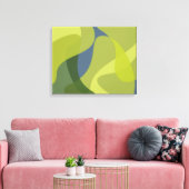 緑、カッコいいトレンディー、波モダン状オーガニック形 キャンバスプリント (インサイチュ (リビング))