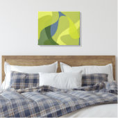 緑、カッコいいトレンディー、波モダン状オーガニック形 キャンバスプリント (インサイチュ (寝室))
