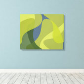 緑、カッコいいトレンディー、波モダン状オーガニック形 キャンバスプリント (インサイチュ (ウッドフロア))