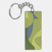 緑、カッコいいトレンディー、波モダン状オーガニック形 キーホルダー (正面左)
