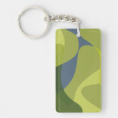 緑、カッコいいトレンディー、波モダン状オーガニック形 キーホルダー (正面)