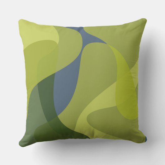 緑、カッコいいトレンディー、波モダン状オーガニック形 クッション (裏面)