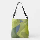 緑、カッコいいトレンディー、波モダン状オーガニック形 クロスボディバッグ (裏面)