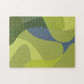 緑、カッコいいトレンディー、波モダン状オーガニック形 ジグソーパズル (横)