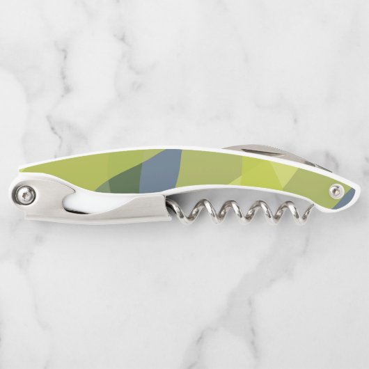 緑、カッコいいトレンディー、波モダン状オーガニック形 ソムリエナイフ (正面)