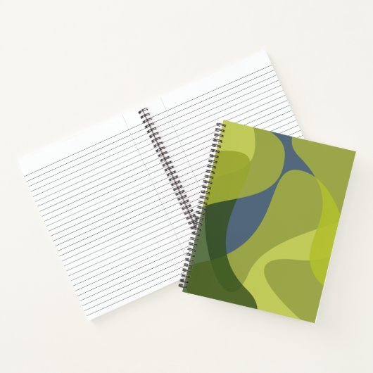 緑、カッコいいトレンディー、波モダン状オーガニック形 ノートブック (内部)