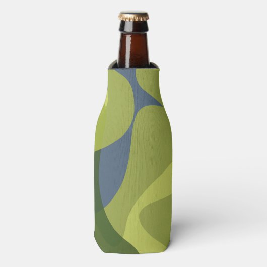 緑、カッコいいトレンディー、波モダン状オーガニック形 ボトルクーラー (ボトル正面)