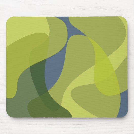 緑、カッコいいトレンディー、波モダン状オーガニック形 マウスパッド (正面)
