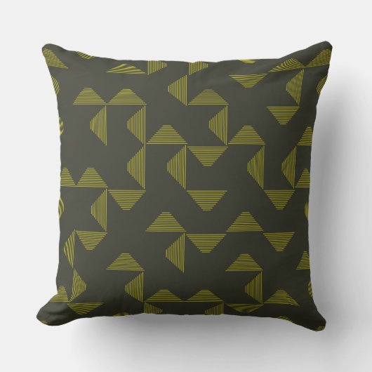緑、カッコいい、ユニークトレンディー三角形パターン クッション (正面)