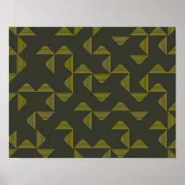 緑、カッコいい、ユニークトレンディー三角形パターン ポスター