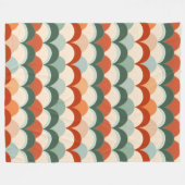 緑、クリーム、オレンジの鱗片状パターン フリースブランケット (正面(横))