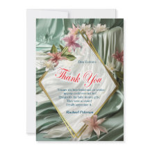 緑、クリーム、シルクのドレープ&ピンクの花