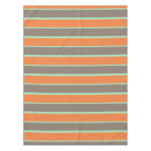 緑、グレー、オレンジのストライプパターン テーブルクロス (正面)