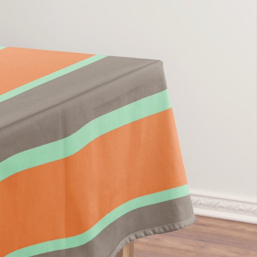 緑、グレー、オレンジのストライプパターン テーブルクロス (インサイチュ)