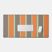 緑、グレー、オレンジのストライプパターン デスクマット (キーボード&マウス)